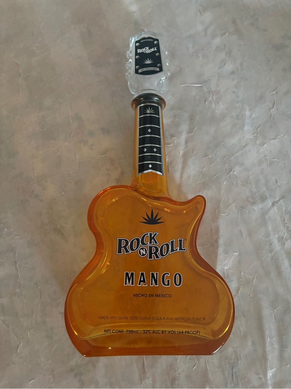 Empty Rock N Roll Mango Guitar Bottle - Amber Orange